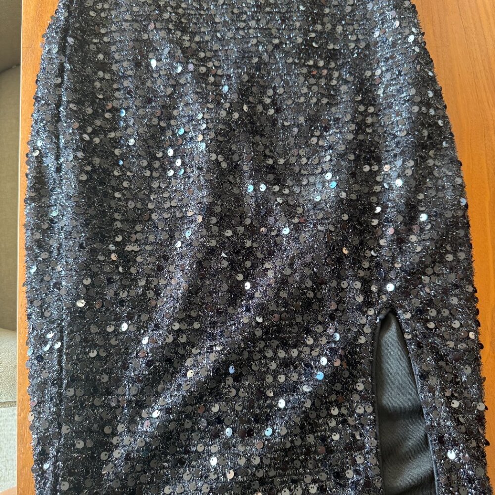 Black Sequin Mini Skirt.  Perfect for the holidays!